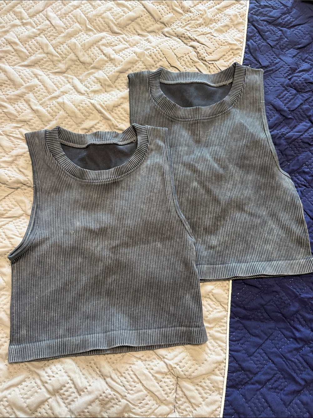 OQQ Woman’s Cropped Ribbed Tank Top - Gray. Medium & Large. $15 each